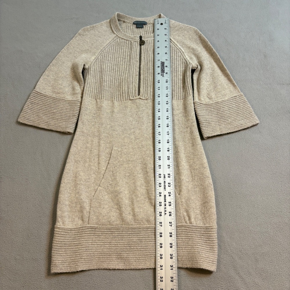 Armani Exchange Wool Cashmere Blend Quarter Zip Sweater Dress Beige Womens XS - Picture 6 of 8